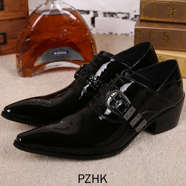 Новинка 2019 года Мужские модельные туфли из черной лаковой кожи Мужская обувь с