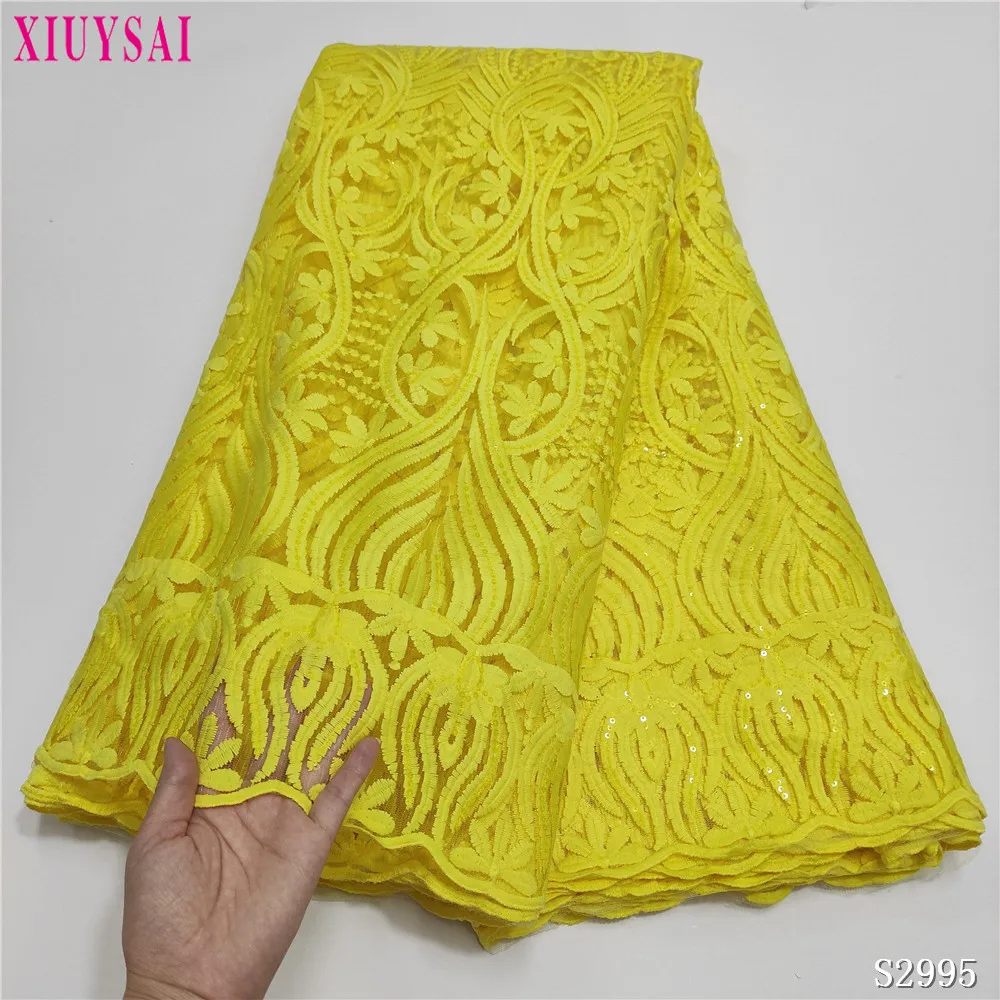 Yellow Tulle Lace Fabric Embroidery French Sequin African 2021 High Quality Nigerian | Дом и сад