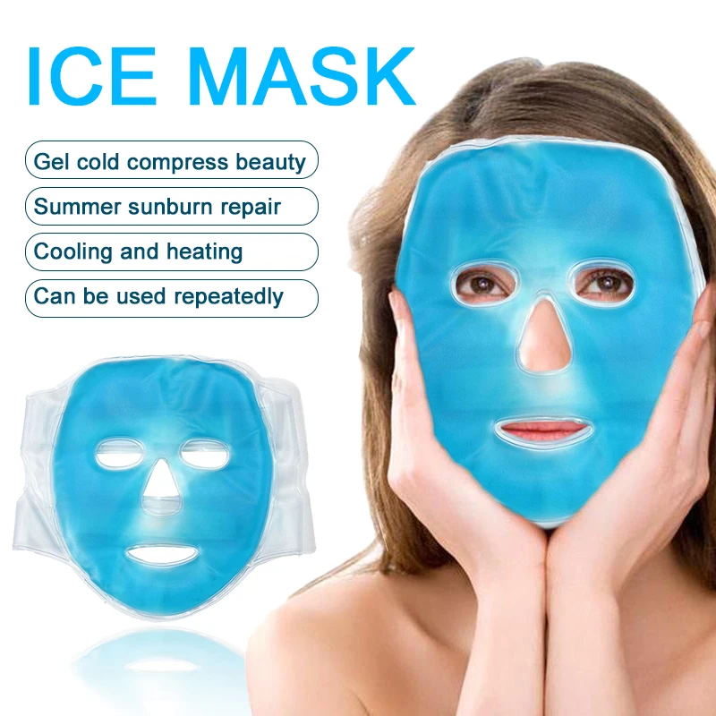 Blue Full Face Cooling Ice Gel Mask Hot Cold Therapy Relief Relaxation Headache Dark Circles Facial Skin Care Tool |