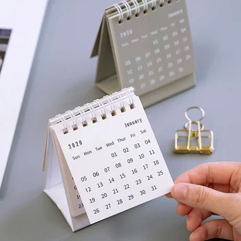 

New Year 2020 Mini Simple Desktop Note Coil Calendar Office Daily Schedule Yearly Agenda Organizer Office Supplies
