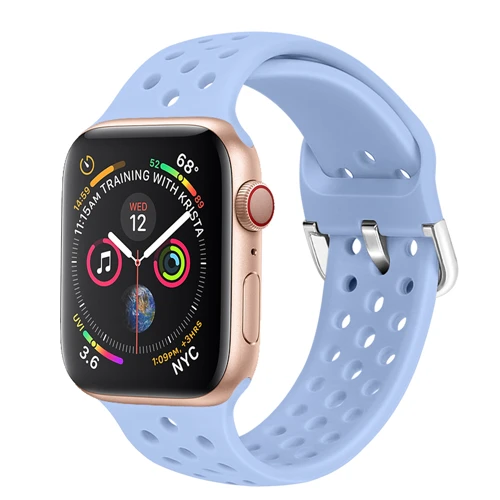 Силиконовый ремешок для apple watch 4 band 44 мм 40 мм iWatch band 42 мм 38 мм спортивный браслет correa apple watch 4 3 2 1 Аксессуары - Цвет ремешка: Light purple