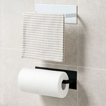 

Carbon steel kitchen tissue holder roll paper holder free punch wall-mounted holder oil absorption paper cling film storage