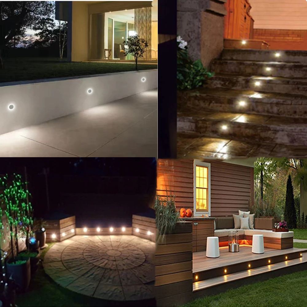 Garden Decoration Lamps 12V LED Deck Lights Waterproof Landscape Staircase Step Lighting 1W Recessed Underground Lamp Garden Pathway Stairs Decoration