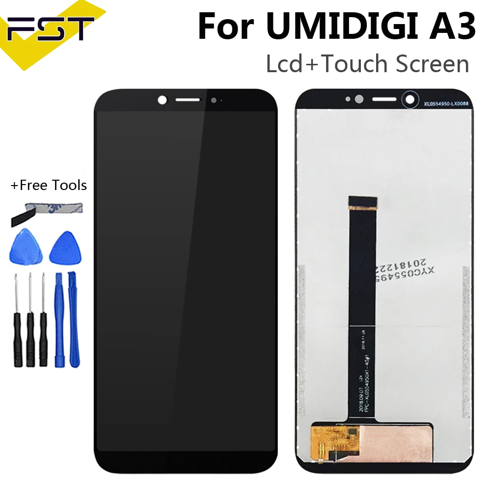 5," черный для UMI UMIDIGI A3 ЖК-дисплей и кодирующий преобразователь сенсорного экрана в сборе запасные части+ инструменты для UMI UMIDIGI A3