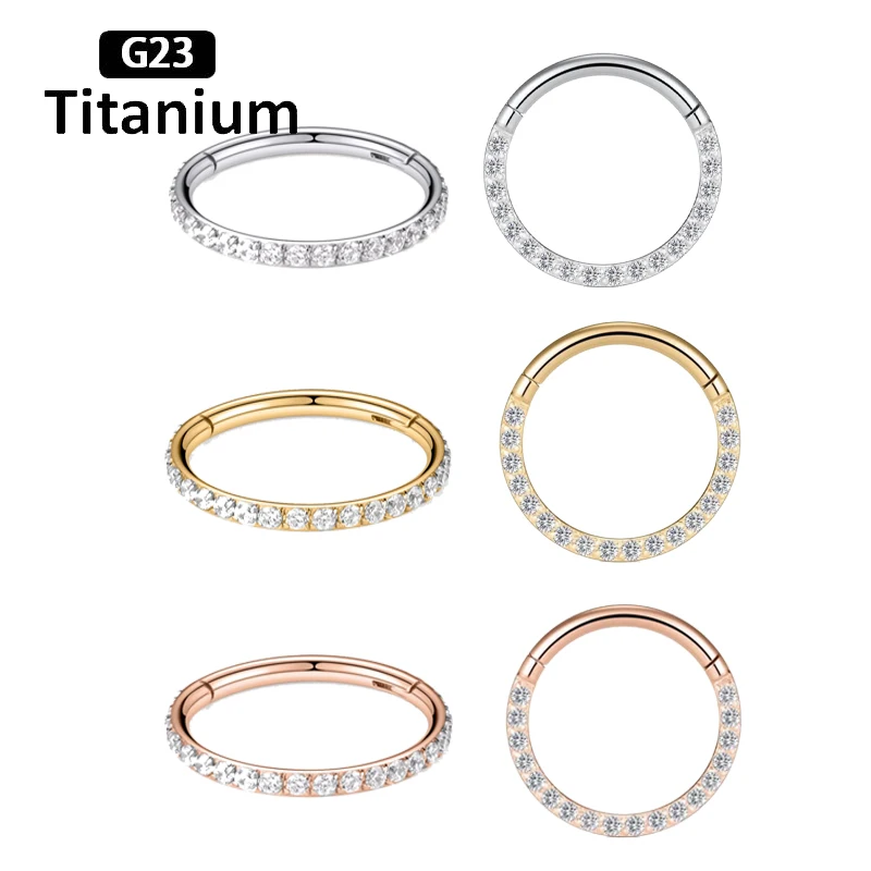 Premium Titanium CZ Nose Ring - Small Septum Hoop & Helix Earrings