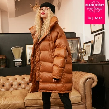 

2019 Female High Collar Longer Thicker Warm Goose Down Coat Winter New Fashion Brand White Goose Down Jacket Very Good Quality