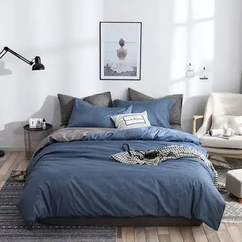 

BEST.WENSD Yellow Grey Duvet Cover Sheet Quilt Pillow Case 3pcs/4pcs Bedding Sets Soft Cotton Bed Linens Single Queen King Size