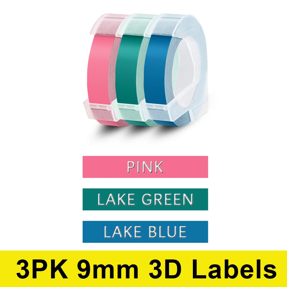 

Labelwell, многоцветная 3PK 3D рельефная ручная лента, 3D 9 дюймов, ручная машинка для печати Dymo MoTex E101 1610