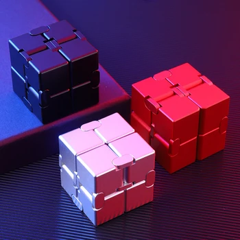 

High Quality Inifinity Cube Flip Unlimited Aluminum Alloy Magical Cubes Flip Pocket Squares Anxiety Relief Toy Fidgeting Cube