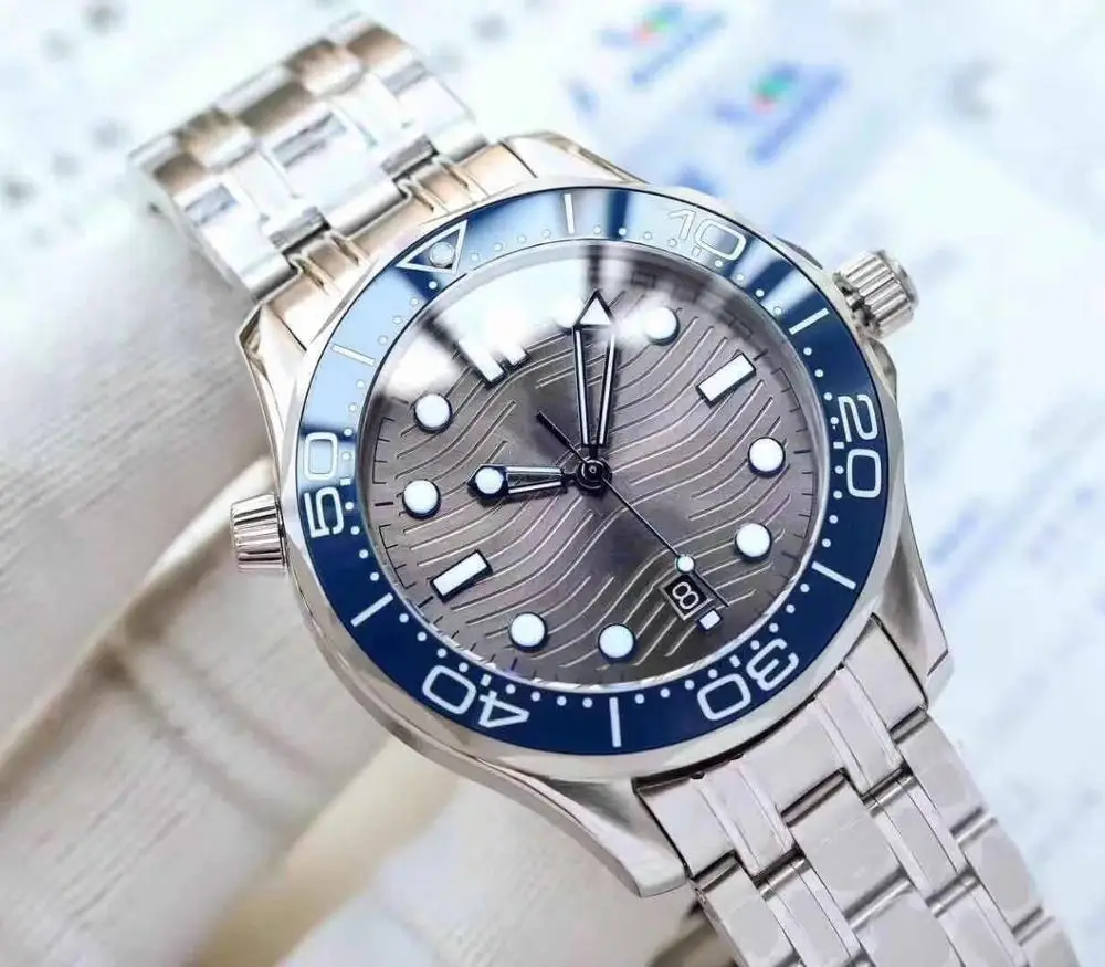 Модный бренд, серия Sea Master, мужские часы, высокое качество, полностью стальные автоматические механические часы, мужские роскошные деловые часы Wris - Цвет: 8
