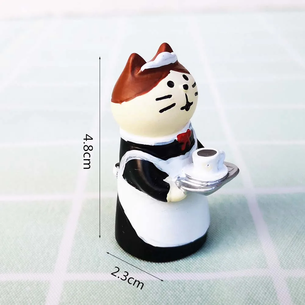 Cat Husky Dog Bonsai Ornament Animal Model Figurine Home Glass Decor Miniature Craft Garden Fairy Decoration DIY Accessories - Цвет: cat Waiter