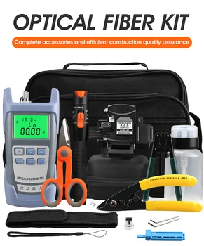 

Optical Tool Kit with FTTH Fiber Cutter Optical Power Meter Visual Fault Locator 10mW Wire Cable Strippers