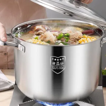 

Thick Stock Pot Stainless Steel Stockpot Multifunction Soup Pot Durable Steamed Pot Cookware Pot for Home Kitchen Cooking Restur