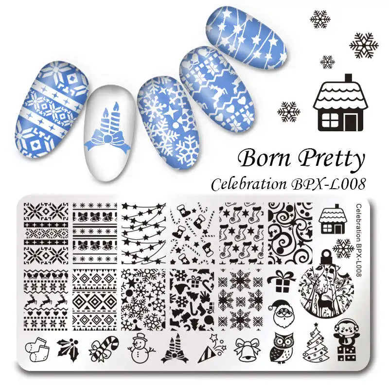 BORN PRETTY прямоугольные пластины для штамповки ногтей Ghost Stamp шаблон из нержавеющей стали дизайн ногтей изображение трафарет Хэллоуин тема - Цвет: BP-X-L008