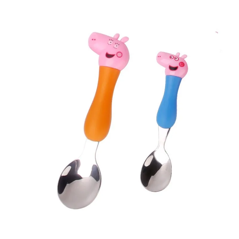 Peppa Игрушка Свинья Джордж Свинья мультфильм набор столовых приборов ложка набор ложек и вилок тренировка Ланч Вестерн Джордж экшн персонаж игрушка подарок