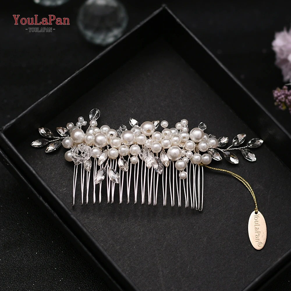 YouLaPan HP13 Silver Bridal Headwear Luxury Crystal Wedding Hairpins Hair Comb Elegant Imitation Pearl Hair Comb Clip hair accessories bridal hair accessories