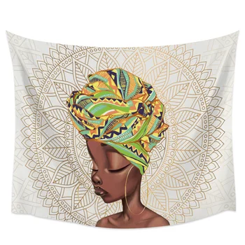 

African Girl Grey Polyester Wall Decor Bedspread Tapestry Coverlet Wall Art Blanket Bedding Scarf Throw Towel Table Cloth Yoga M