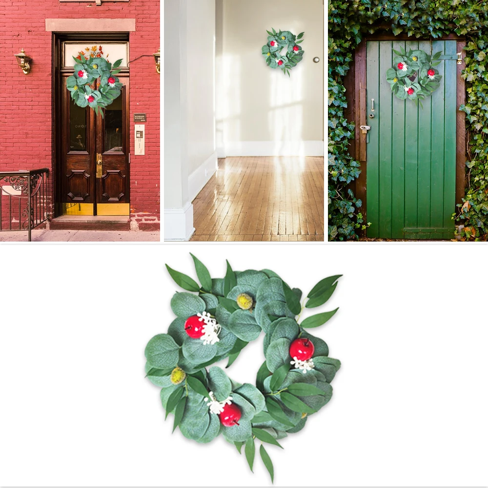 Christmas Wreath Artificial Wreath Garland Natural Artificial Plants Flower Wall Fence Fake Hanging Wreath for Christmas Decora