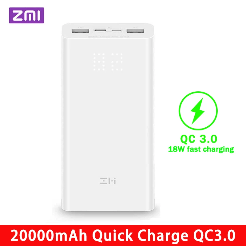ZMI Power Bank 20000mAh Quick Charge QC3.0 double USB & Type C Charger adapt to for laptop notebook 20000 mah Powerbank | Мобильные