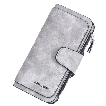 

Aelicy Wallet Card Fashion Lady Solid Color Matte Long Section Three Fold Multi-Card Wallet New Wallet Women High Quality