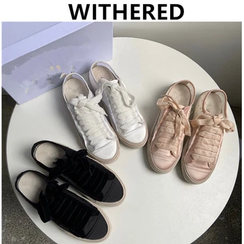 

Withered casual shoes women 2020 summer england vintage silk dot ventilation soft comfort solid shoes sneakers women shoes woman