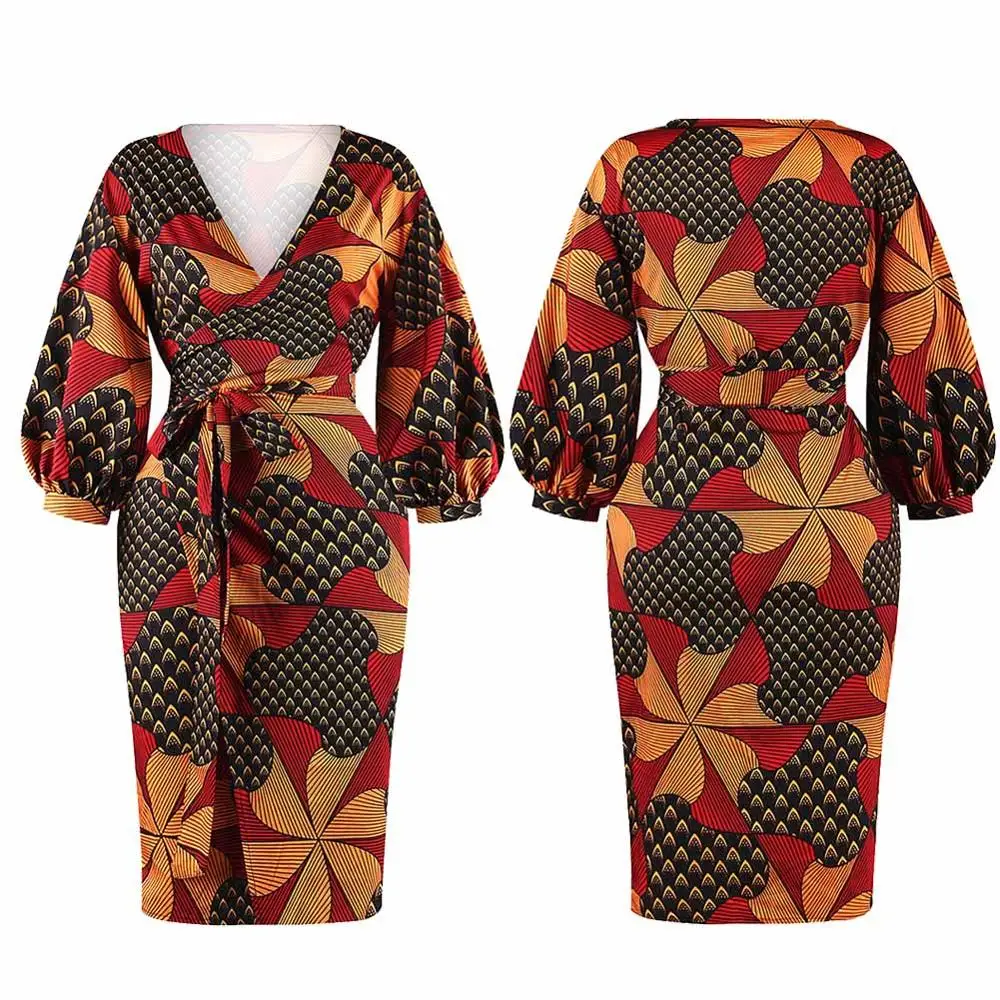 BOHISEN африканские платья для женщин Базен Анкара платья Riche африканская одежда с принтом для женщин - Color: Dashiki-Orange
