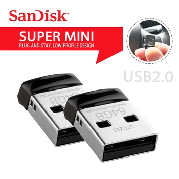 

100% Original SanDisk Cruzer Fit USB Flash Drive SD CZ33 64GB 32G 16GB 8GB mini Pen Drives USB 2.0 Support official verification