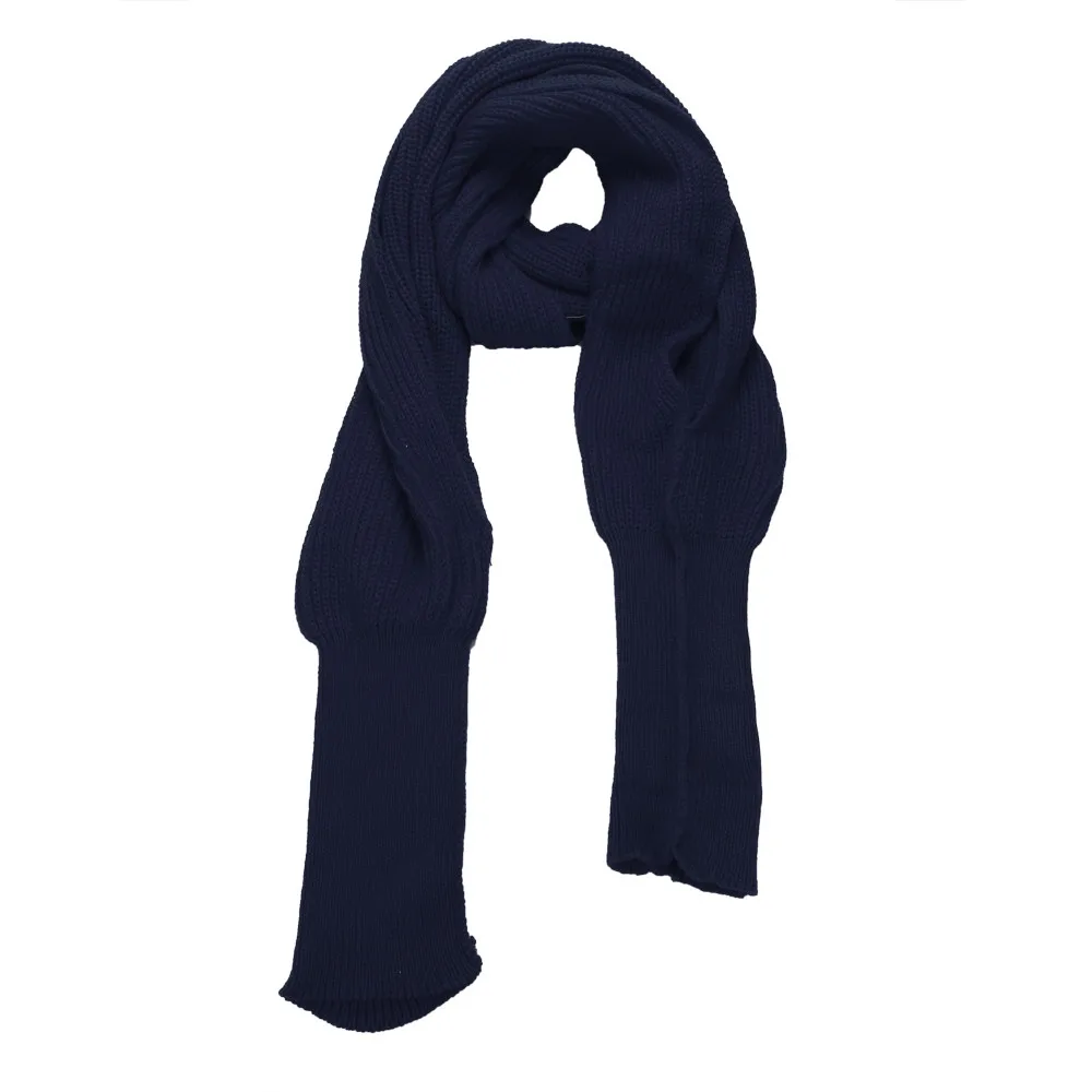 Вязаный шарф с рукавами, новые зимние шерстяные шарфы для мужчин и женщин с рукавами, вязаный шарф, толстый теплый высококачественный модный - Цвет: Navy