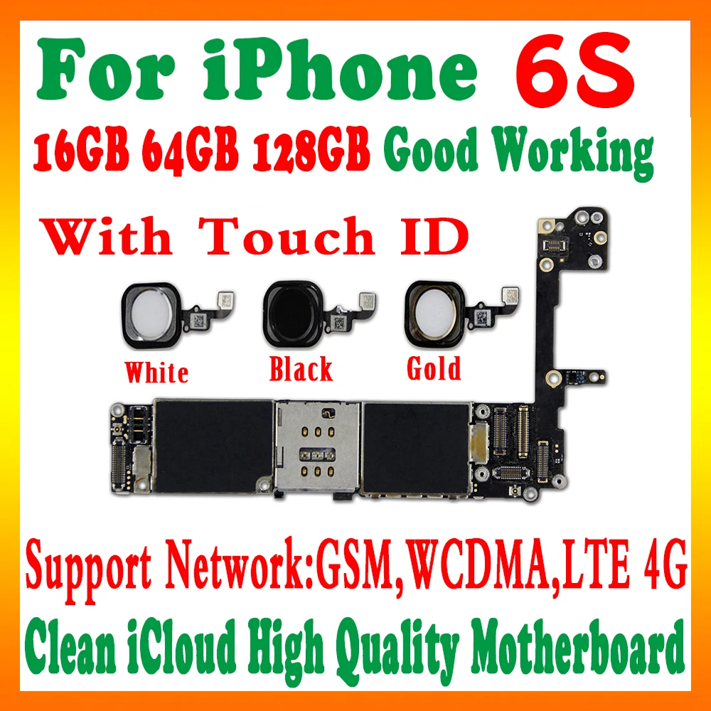 100% оригинальная разблокированная материнская плата для iPhone 6 s с Touch ID S логическая