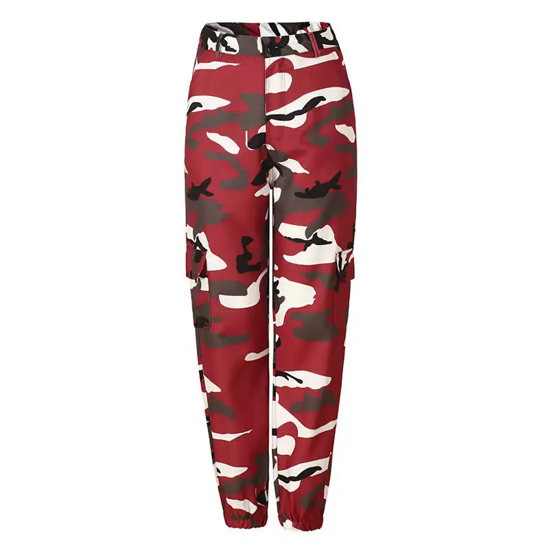 Женские модные камуфляжные брюки с высокой талией, Pantalon, женский брючный костюм, до щиколотки, спортивные штаны, хлопковые уличные камуфляжные штаны - Цвет: 2