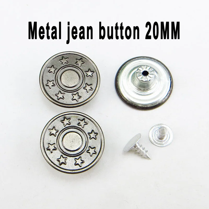 30pcs 20mm Mixed Metal Jeans Button Sewing Clothes Accessories