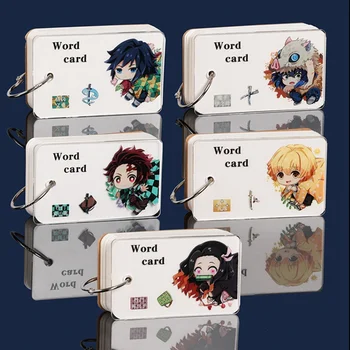 

50PCS Anime Demon Slayer: Kimetsu no Yaiba Kamado Nezuko Kamado Tanjirou Agatsuma Zenitsu Acrylic Word Cards Notepads Stationery