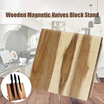 

Magnetic Wooden Knives Block Stand Rack Kitchen Coware Cutlery Storage Organizer Holder Knife Accessories Kitchen Tools