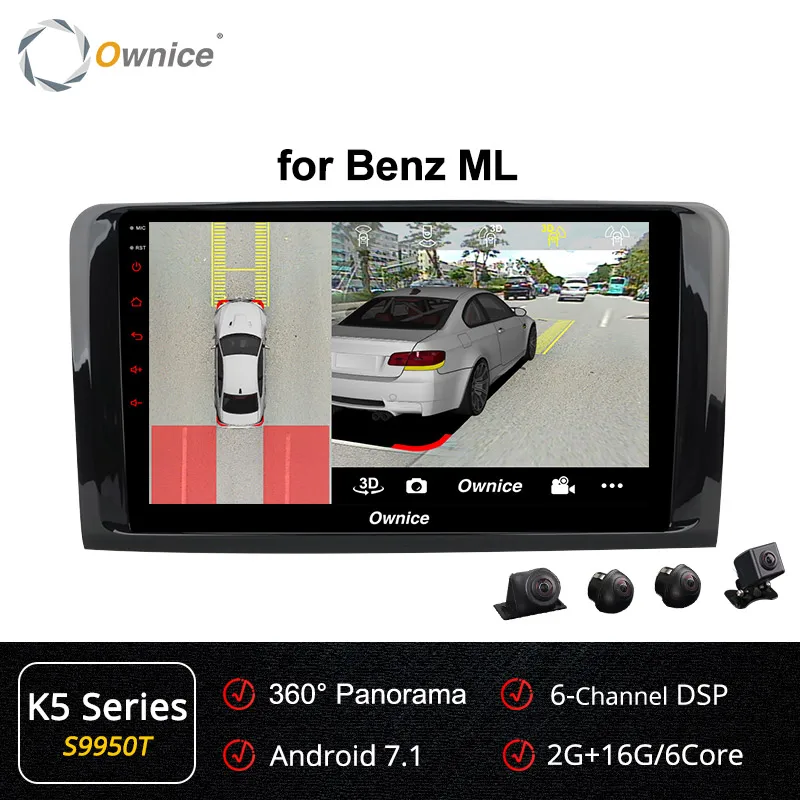 Ownice Android 9,0 dvd-плеер автомобиля k3 k5 k6 для Mercedes Benz W209 W203 W168 M ML W163 W463 Viano W639 Vito Vaneo gps Радио 360 - Цвет: S9950 K5