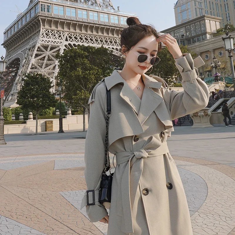 

Photo Shoot Trench Coat Women's Mid-length 2020 Spring Clothing New Style Korean-style Waist Hugging Slimming British Style over