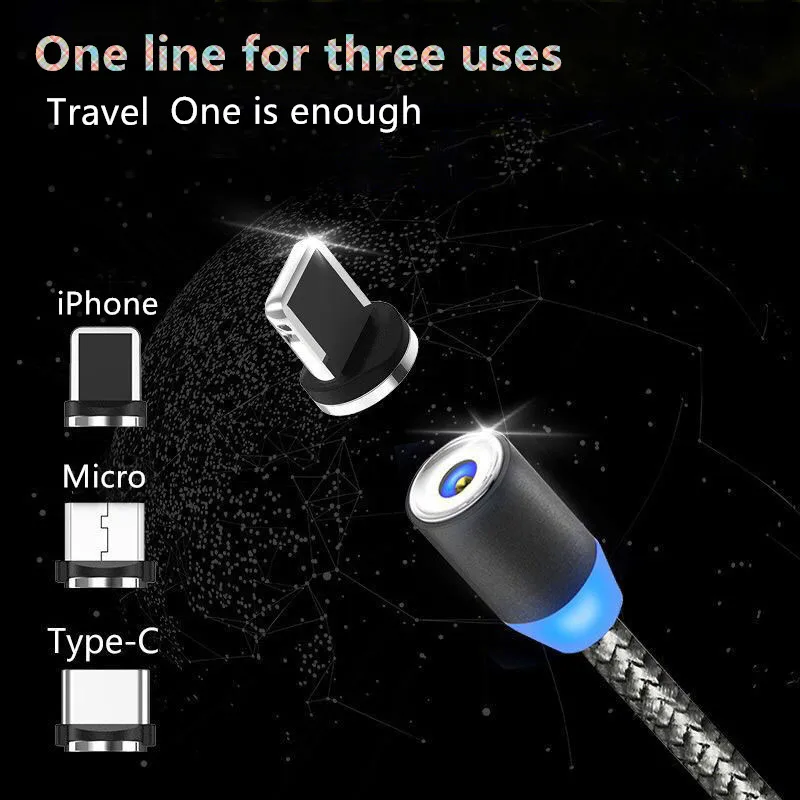 Магнитный USB кабель для быстрой зарядки iPhone6 6 7 8 samsung Xiaomi зарядного устройства type C