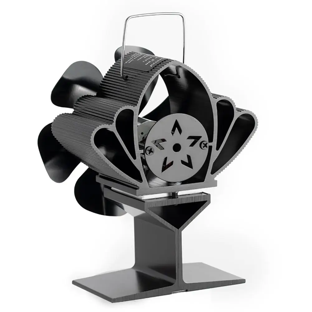 6 Blade Stove Fan Silent Efficient Heat Distribution Fireplace Fan Log Wood Burner Ecofan Heat Powered Fireplace Winter Warm — view 3