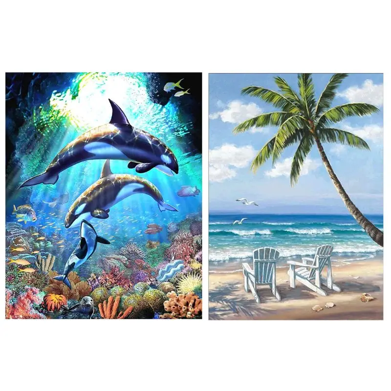 

Full Round Drill 5D Diamond Painting "Animal dolphin"5D Home Decor Q6PE
