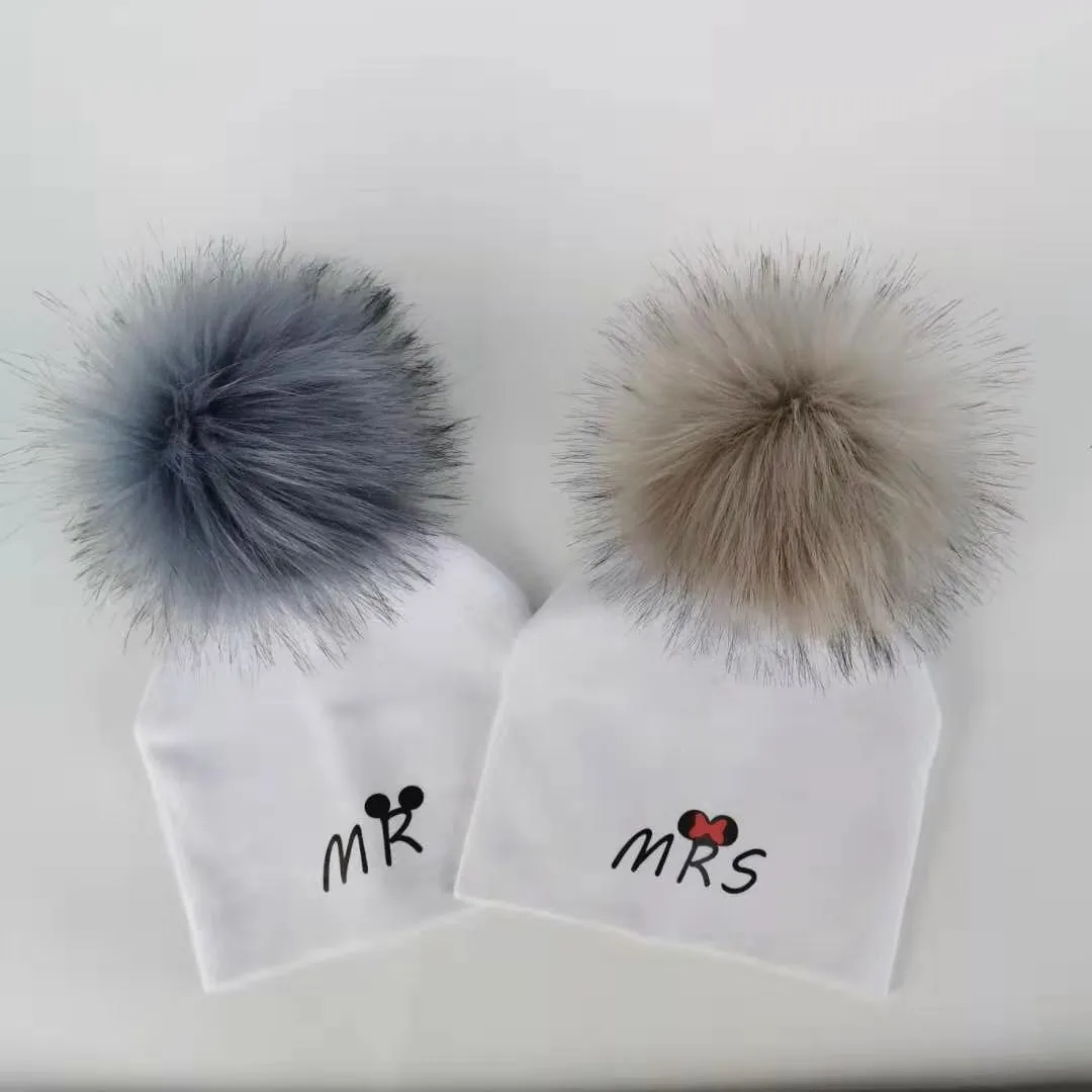 newborn cotton hats  baby pom pom  photo props mrs mr children\'s kids hat  boy accessories toddler girl cap bonnet  baby hats