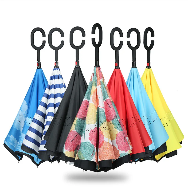 

Reverse Umbrella Double-deck Umbrella Hands-Free C- Shaped Umbrella-Standing Umbrella Car Only Umbrella Customizable Logo Advert