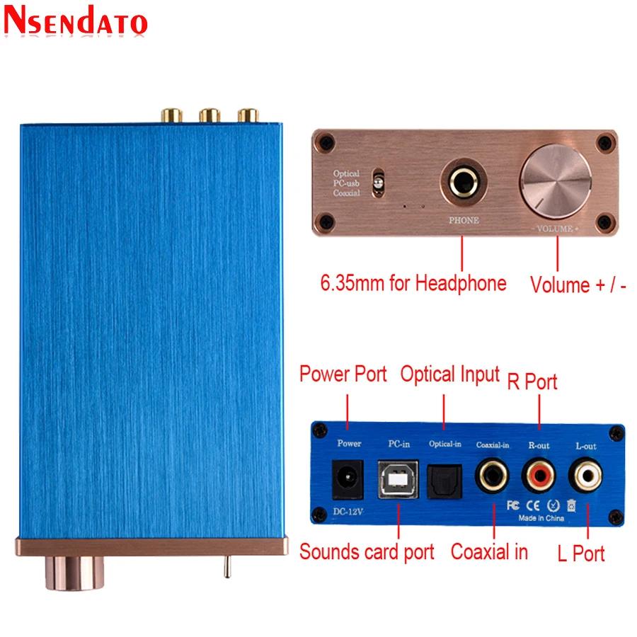 Hifi Optical Coaxial USB Digital to Analog Audio Amplifier Converter 96KHz DAC Decoder For Home Theater Video Headphone PS4 DVD