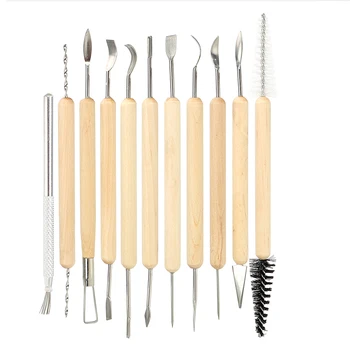 

NICEYARD Polymer Shapers Wax Pottery Carving Tool Clay Sculpting Set Wooden Handle Modeling Clay Tool Pottery Ceramics Tool