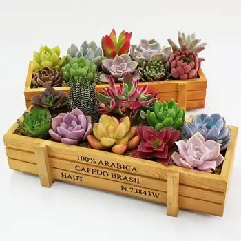 

Vintage Wooden Succulent Plant Flowerpot Tray Box Garden Ornaments For Household Rectangular Succulent Flower Pots