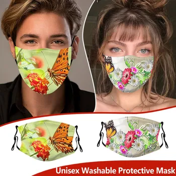 

1Pcs Mask+2Pcs Filters Adult Unisex Printing Facemask Dustproof Protect Foggy Haze Protective Face Washable Reusable Mouth Cover