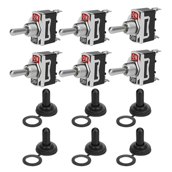 

On/Off Mini Small SPST Toggle Switch Miniature 6 a /250 VAC 10 a /125VAC Waterproof Boot Cap Cover - 6