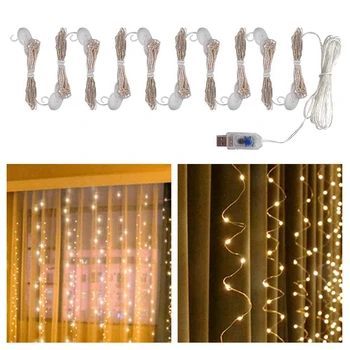 

3X3M Remote LED Curtain String Fairy Lights Christmas Garland Led Party Wedding String Lights Icicle For Garden Decoration