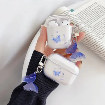 

Cute Butterfly Case for Airpods 2 1 Cover Cartoon Earphone Case Transparent Capa for Airpod Pro Headphones Case with Ornament