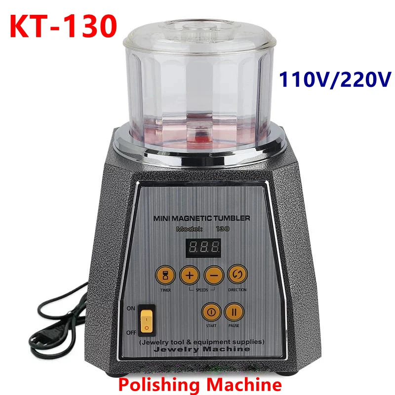 KT-130 Magnetic Tumbler Rotary Polisher Machine Finishing Machine AC 110V/220V Jewelry Cleaner Tools With 200g Polishing Needles kemei km 1949 professional finishing hair clipper men electric cordless hair trimmer t blade carving bald head hair cut machine