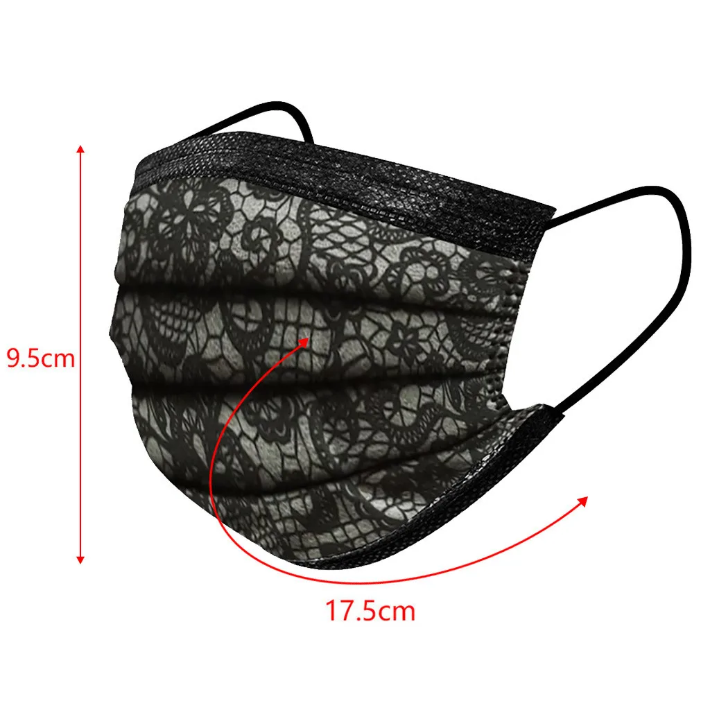 Adult Disposable Mask Fashion Lace Flower Three Layer Breathable Protective Anti Pollution Dust Masks 3Ply Ear Loop Face Mask face mask