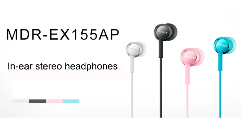 Оригинальные наушники sony MDR-EX155AP наушники-вкладыши стерео Универсальный сабвуфер кабель управления с микрофоном для huawei sony телефон